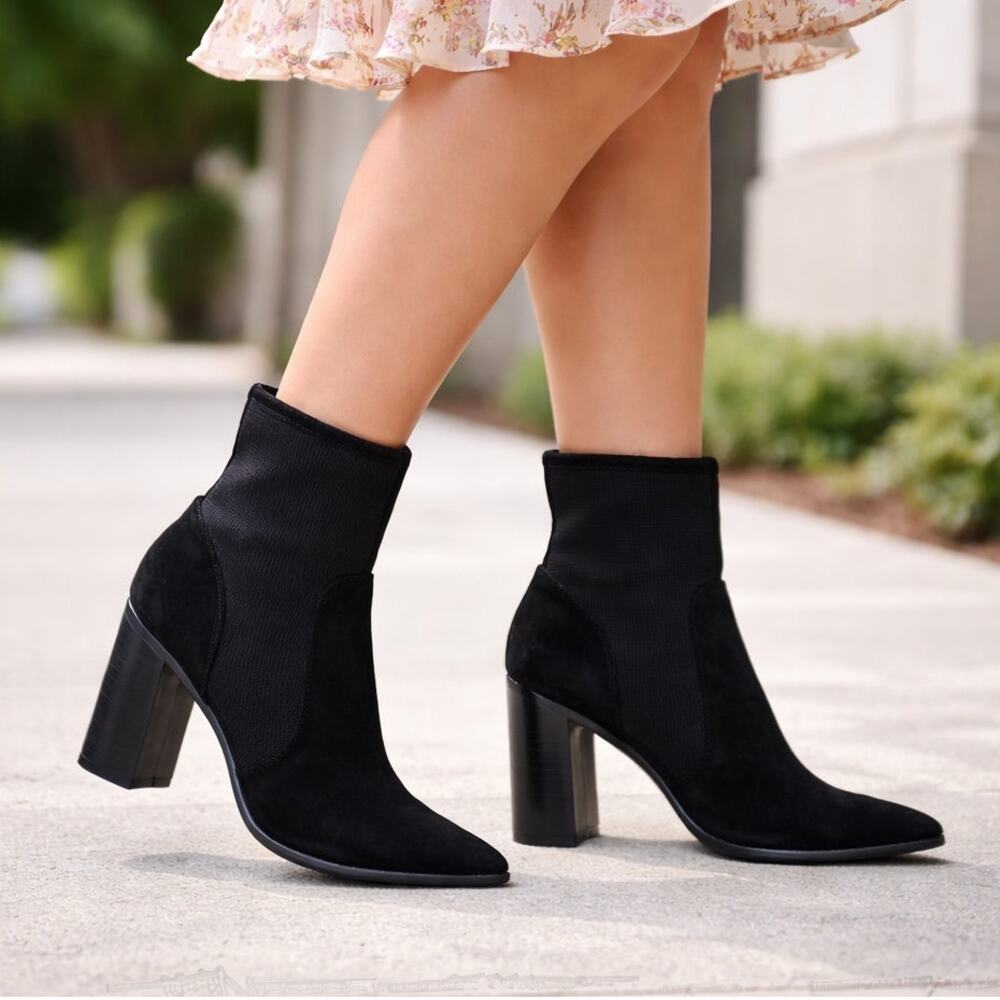 Faryl by Faryl Robin - Carrie Black Suede Ankle Boots - Size 9.5